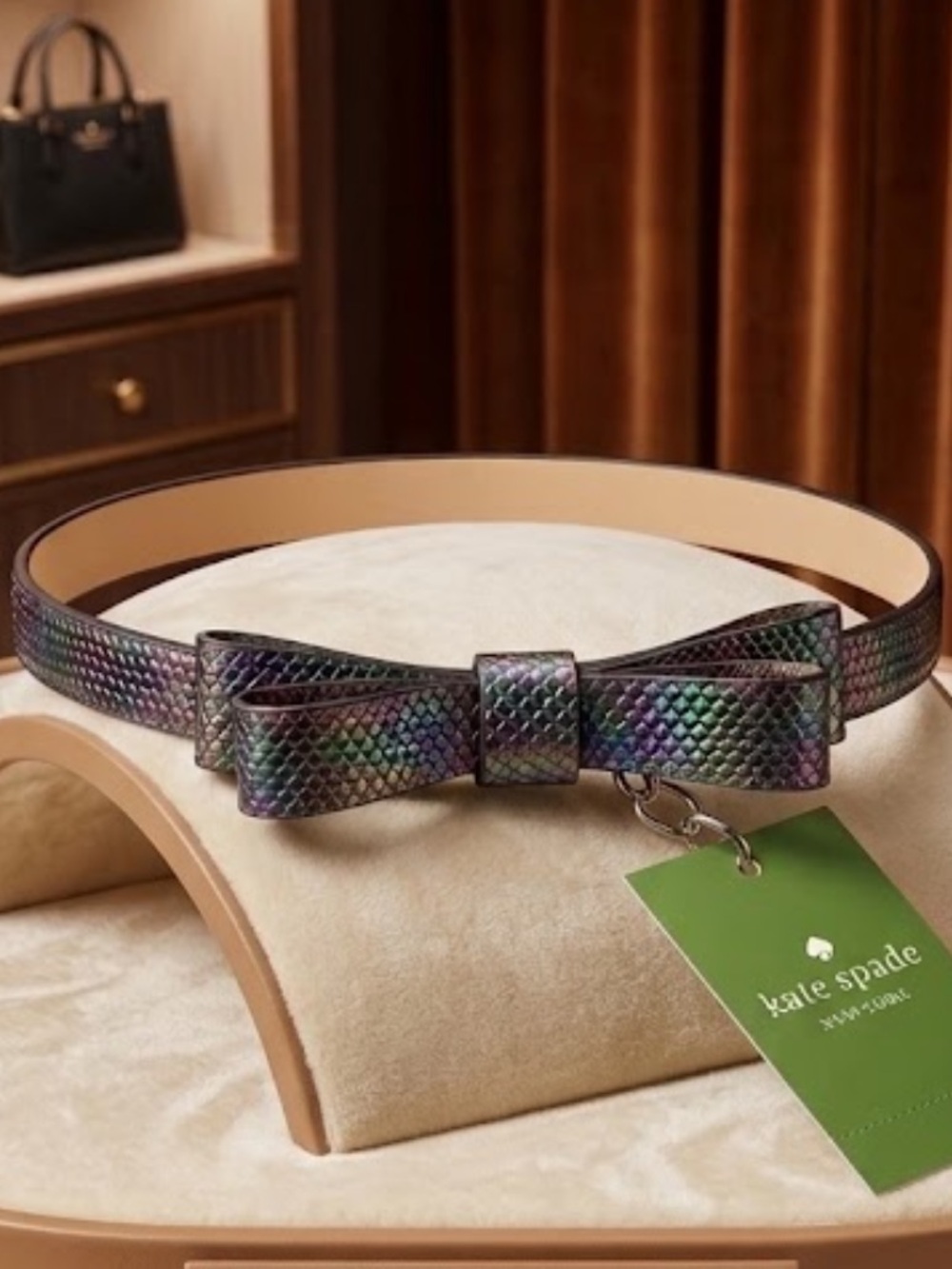 Kate Spade Oil Slick Skinny Bow Belt